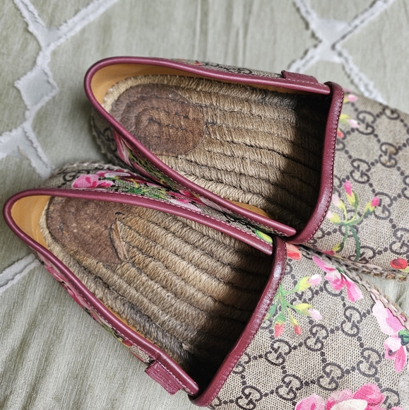 FLASH SALE❗️Gucci GG Bloom Floral Print Logo Monogram Canvas Espadrilles Slip … - Picture 13 of 16